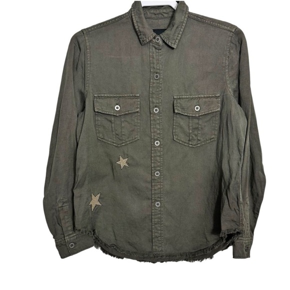 Rails Loren Khaki Star Embroidered Linen Shirt - Picture 2 of 8